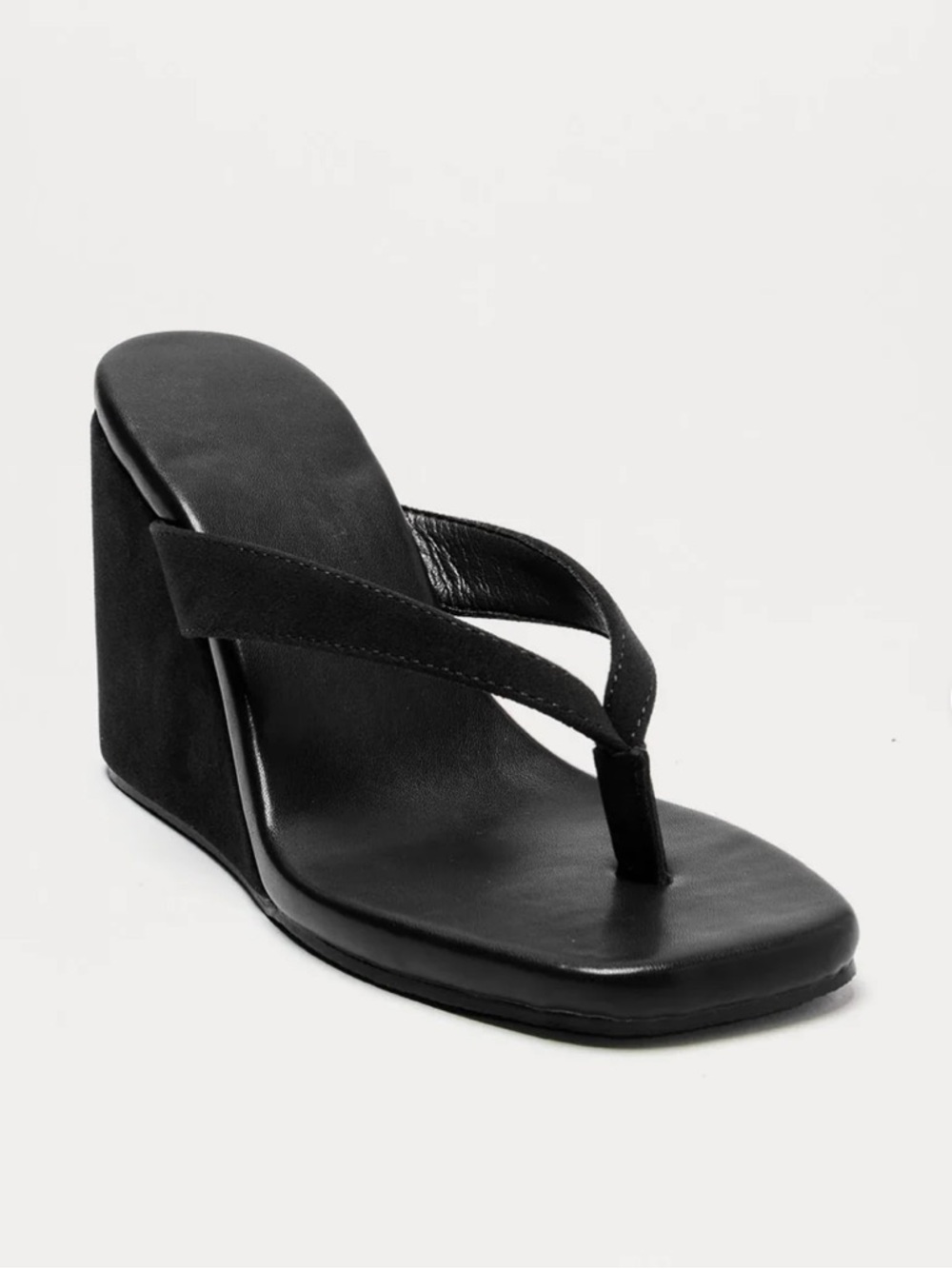Black Wedge Thong Sandals